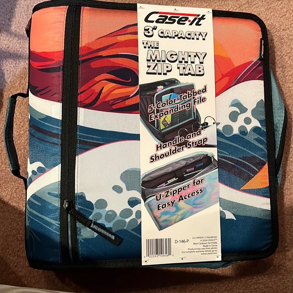 NWT Case-it Mountain Mighty Zip Tab Zipper Binder, 3" O-Ring with 5-Color tabs - Picture 9 of 10
